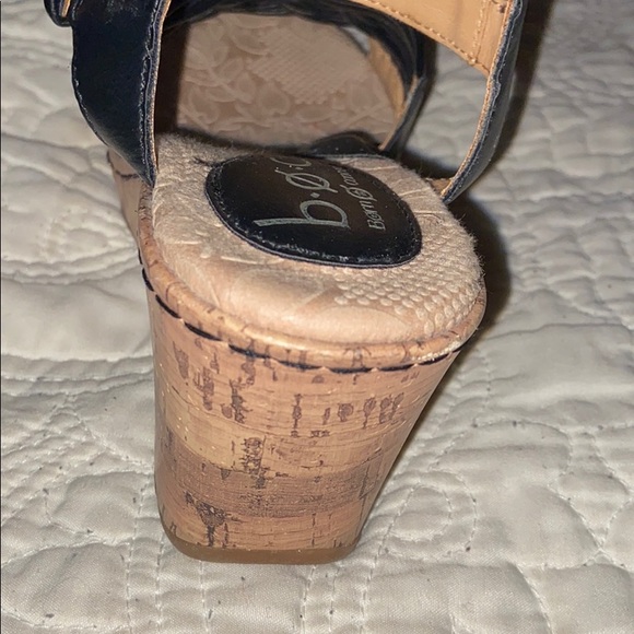 Black Leather Ankle Strap Wedge Sandals - Picture 5 of 6